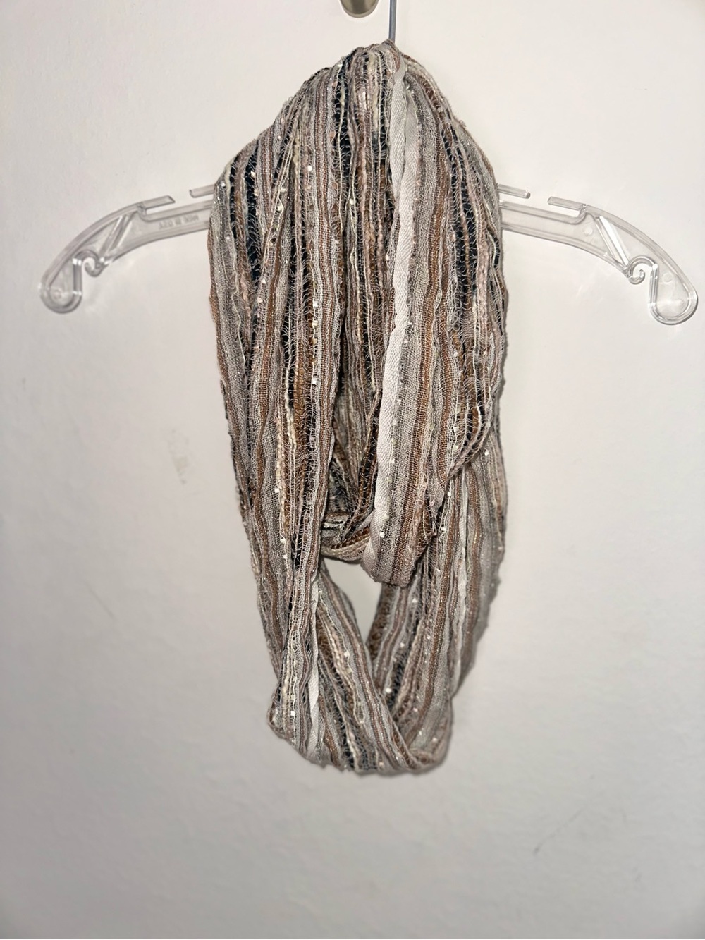 Croft & Barrow Metallic Open Knit Infinity Scarf - Brown Cream Neutral